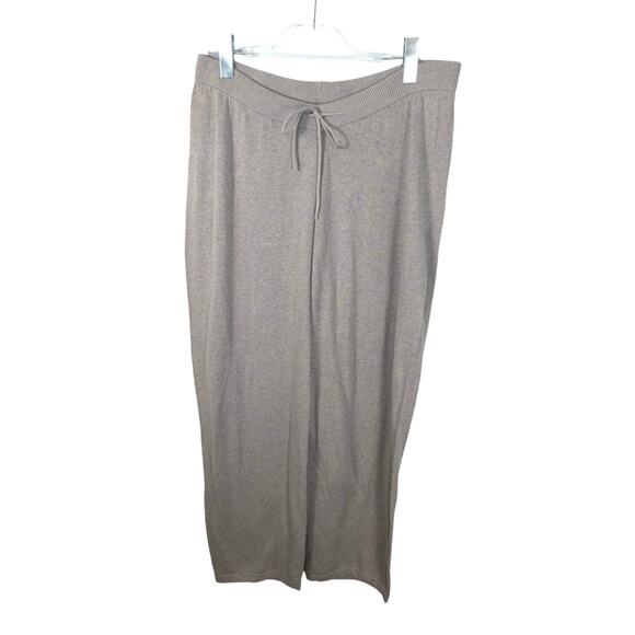 Poetry Knitwear Pull On Drawstring Pants Tan Wide Leg Cotton Knit Minimalist 14 - Picture 1 of 8